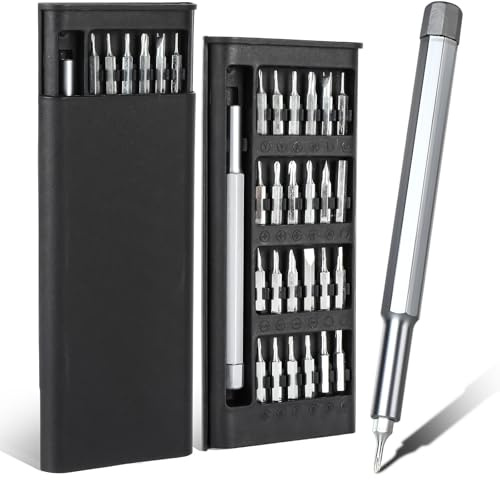25 in 1 Feinmechaniker Schraubendreher Set, Magnetischer Schraubenzieher Set mit 24 Bits, Mini Präzisionsschraubendreher, Mini Werkzeug Reparatur Kit für Laptop, Brille, Uhren, Macbook