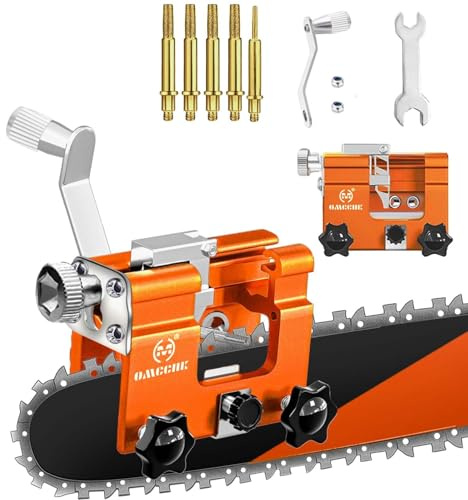 OMCCHK Chainsaw Sharpener Jig with 5 High Hardness Titanium Plated Diamond Bits, Universal Manual Chain Saw Sharpener Tool Kit Accessories for 4 - 22 Chain Saw Sharpening