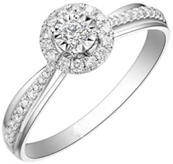 Damenring Platin, Schmuck Ringe Damen Silber mit 0,20 Ct Diamant Größe 56 (17.8)