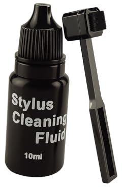 Stylus Antistatischer Nadelreiniger für Plattenspieler, Kohlefaser-Reinigungsbürste + Cleaner Flüssigkeit 10ml Set, Carbon Nadelbürste Schallplattenspieler Schallplatten Nadel Bürste Reinigung