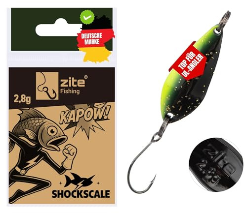 Zite Fishing The Troutforce Spoon Kapow! | Forellen-Spoon 2,8 g| UV-aktive | UL & Light Spinnköder | Kompakter Tiefenläufer mit druckvollem Lauf