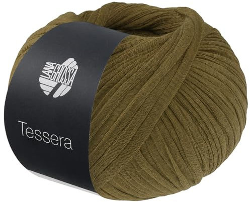 LANA GROSSA Tessera | Hochwertiges, schmales Baumwoll-Bändchengarn in matter-papierfeiner Optik | Handstrickgarn aus 100% Baumwolle | 50g Wolle zum Stricken & Häkeln | 115m Garn FB 18