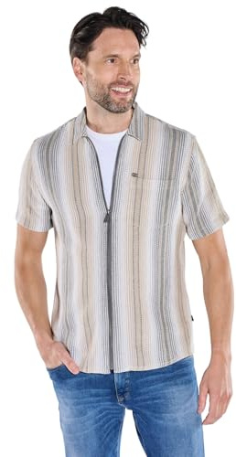 engbers Herren Kurzarm-Overshirt in Strickoptik, Beige