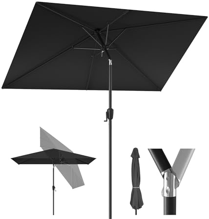HOMEDEMO Aluminum Sonnenschirm Balkon Rechteckig 200x300cm, Schirm groß Gartenschirm Marktschirm für Terrasse, Garten, Balkon, Pool, Tischschirm Anthrazit, Schutz 50+ Neigbar
