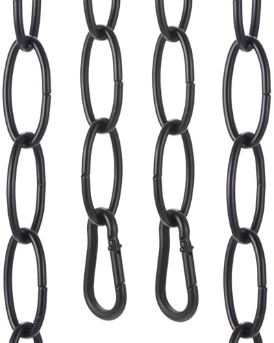 sourcing map 3ft Lighting Hanging Chain 3.2mm/0.13 Chandelier Chain Black | Looping Metal Pendant Extension with 2 Spring Snap Hook for Hanging Plant Pendant Chandelier Light Fixture