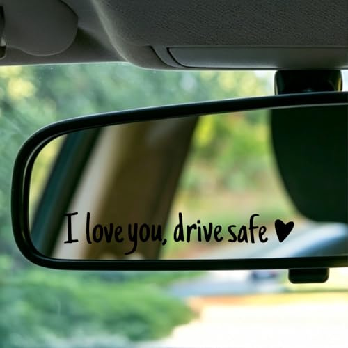 5 Stück I Love You Drive Safe Aufkleber, Schwarz Auto Aufkleber Autospiegel | Wasserfeste Buchstaben Aufkleber, Autoaufkleber Stickers für Rückspiegel Sonnenblenden Spiegel, Fenster, Helm, Motorrad