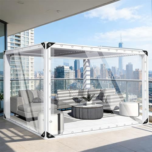 Transparent Bâche Étanche 180 x 180 cm PVC Imperméable Résistante Aux Déchirures UV Intempéries, Bâches Multiusage Bâche de Protection Meuble pour Jardin, Piscine, Bois, Transparent