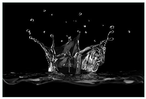 Wallario Küchenrückwand selbstklebend 90 x 60 cm, Motiv: Aufspritzendes Wasser Schwarz-Weiß | Spritzschutz abwischbar & pflegeleicht