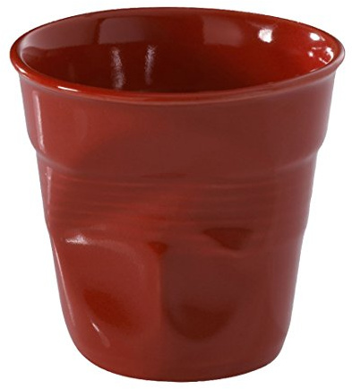 Revol RV619088 Tasse Espresso froissé Porcelaine, Rouge, 6.5 x 6.5 x 6 cm