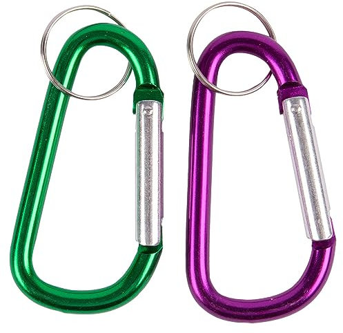 2x Multicolour Aluminium Spring Snaps - Small Metal Carabiner Key Keyring Chain Hook Bag Clip Fastener - By Blackspur