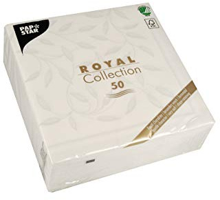 Papstar, 50 Servietten ROYAL Collection 1/4-Falz 40 cm x 40 cm weiss New Mediterran, #11652