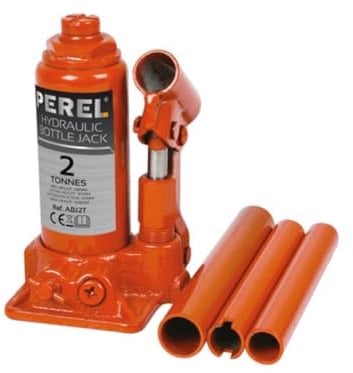 Perel Cric Bouteille hydraulique, crique Voiture hydraulique, crique 2 tonnes, cric de Levage pour Voiture, Camping-Car, Camion, Hauteur 158-308 mm, Acier, Orange