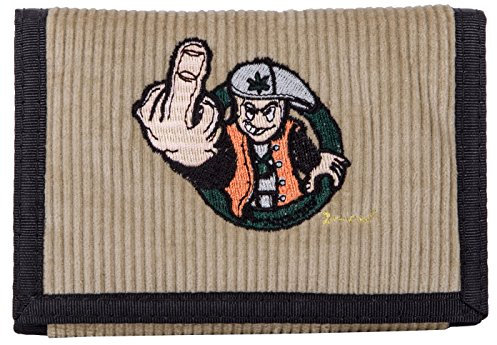 2Stoned Geldbörse Wallet Unisex Kord Beige mit Klettverschluss, Stickmotiv for You, aus Polyester