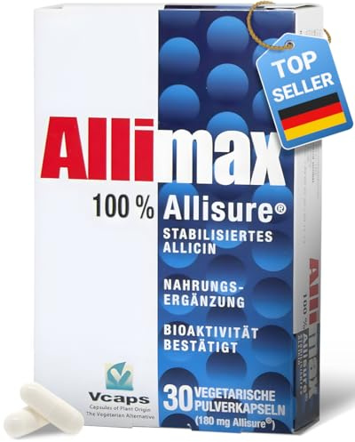 Allimax Knoblauch Kapseln – 30 Stück – 100% stabilisiertes Allicin – geruchlos & vegan – Immununterstützung – Original Allisure – Allicin Allimax Deutschland