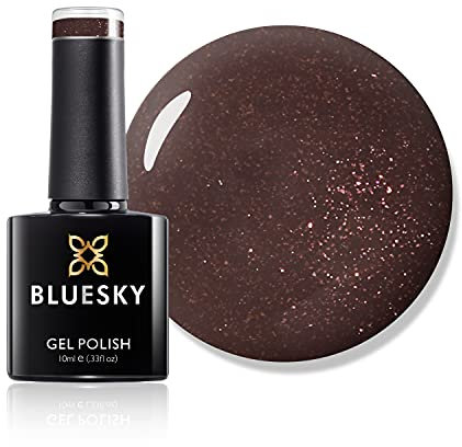 Bluesky Gel Nail Polish, Mocca Shimmer A014, Brown, Dark, Glitter, Long Lasting, Chip Resistant, 10 ml (Requires Drying Under UV LED Lamp)