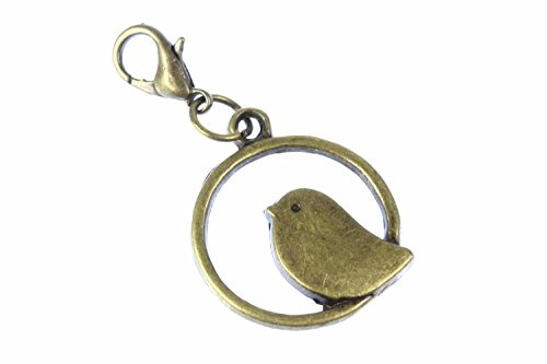 Miniblings Vogel Charm Charms Rahmen Bird Bronze - Handmade Modeschmuck I Kettenanhänger bronzefarben - Bettelanhänger Bettelarmband - Anhänger für Armband