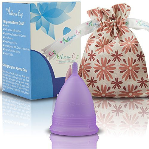 Menstruationstasse Größe 1 (klein) für leichte Blutung |12 Stunden Schutz | wiederverwendbarer Menstruationsbecher | Menstruations Cup (Modell 1, lila) von ATHENA CUP