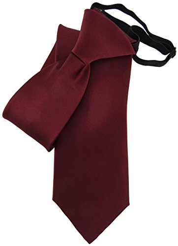 TigerTie Security Satin Seidenkrawatte in rot bordeaux weinrot uni Gummizug einfarbig - Krawatte Seide
