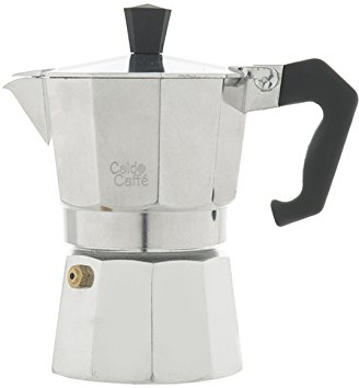 Home Caldo Caffè -Cafetera Moka para Espresso, 3 Tazas, Aluminio, Gris, 15 x 8,5 x 15,5 cm
