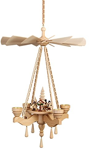 Volkskunstwerkstatt Unger Deckenpyramide - Hängepyramide Vogelfütterung 0872/T inkl. Teelichtaufstecker- Original Erzgebirge®