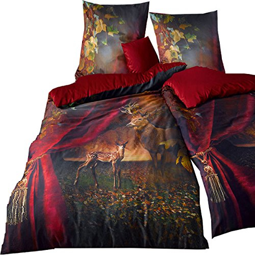 fleuresse Wendebettwäsche Mako-Satin rot-braun Größe 135 x 200 cm (80 x 80 cm)