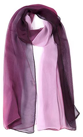 sourcing map Lang Chiffon Leicht Gradient Farbe Schal Frühling Sommer Weich für Frauen Purple 63x19.6