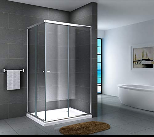 Yellowshop - Box Doccia Angolare 70 80 90 100 120 Cabina Bagno In Cristallo 6 MM Rettangolare Quadrato Curvo Serie Smart (Cm 70 x 100 Rettangolare, Cristallo 6mm Trasparente)