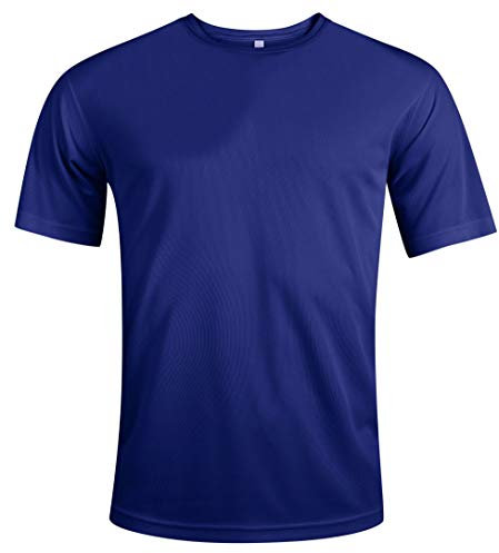 MKR Quick Drying Breathable Cooling Short Sleeve Sports T-Shirt with UPF40+ Sun UV Protection (Bright Blue, M)