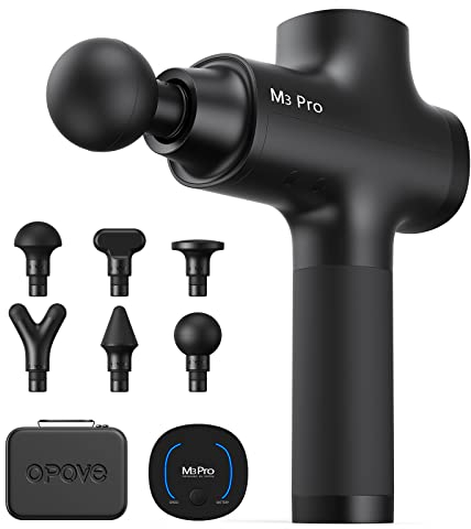 OPOVE Pistolet de massage Masseur musculaire Percussion des tissus profonds Masseur corporel électrique portabl de sport super silencieux pour la relaxation musculaire profonde, opove M3 Pro Noir