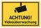 Achtung Videoüberwachung Schild (30x20 cm Kunststoff) - Warnschilder und Hinweisschilder - Videoüberwacht Schilder (Gelb)
