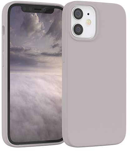 EAZY CASE Premium Silikon Handyhülle kompatibel mit iPhone 12 Mini, Slimcover mit Kameraschutz und Innenfutter, Silikonhülle, Schutzhülle, Bumper, Handy Case, Hülle, Softcase, Rosa Braun