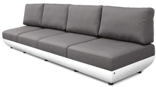 Casa Padrino Luxus Gartensofa Matt Weiß/Dunkelgrau 330 x 95 x H. 90 cm - Wetterbeständiges Garten Terrassen Sofa mit verstellbaren Rückenlehnen - Hotel Möbel - Luxus Qualität