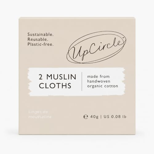 UPCIRCLE Bio-Musselintücher (2 Stück) Zertifiziert Bio - Entfernt Make-up - doppellagig und umweltfreundlich - für alle Hauttypen