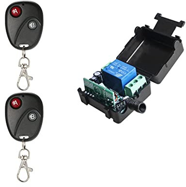 Ricevitore interruttore di controllo remoto da 12 V, apriporta del garage, trasmettitore a distanza, modulo interruttore per cancelli (2 telecomandi)
