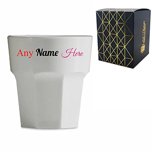 Personalised Plastic White Rocks Whisky Tumbler with Gift Box, Personalise with Any Name