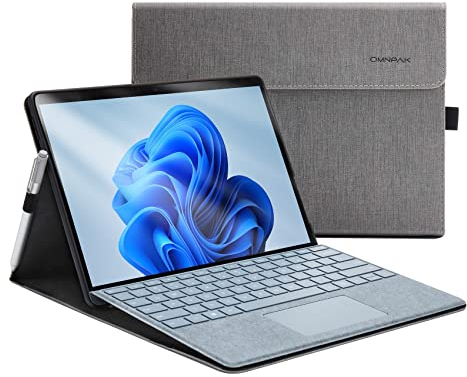Omnpak Microsoft Surface Pro 8 Case, Multi-angle Slim Lightweight Protective Cover with Stylus Pen Holder for 2021 Surface Pro 8 13 Inch, Compatible with Type Cover Keyboard(Keyboard Not Included)
