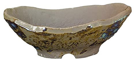 Vaso per bonsai Giapponese Morrisan ovale in gres parzialmente smaltato 13x8,5x3-4 cm - B08-19