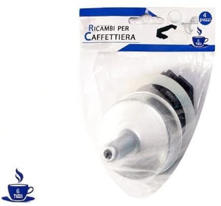 OISE ART STORE Trade Shop - Kit 4pz Ricambi Filtro Guarnizione Manico Imbuto Caffettiera Moka Misura 6 Tazze