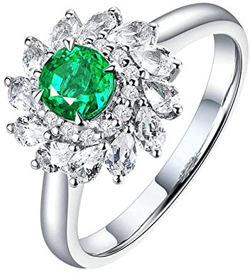 Dsnyu 18 Karat Weißgold Ring für Damen Wedding 0.5ct Labor Erstellt Smaragd Moissanite Freundschaftsringe für Freundinnen 57 (18.1)