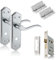 XFORT Chrome Elegance Range Polished Chrome London Suite Pack, Complete Set with Bathroom Handles, 65mm Mortice Lock and 75mm Ball Bearing Hinges, for Internal Wooden Doors