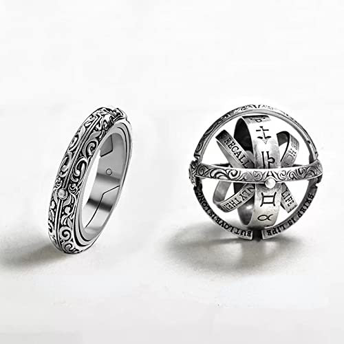 Bysonglezai Ring Ringe Herren Damen Bijouterie Frauen Schmuck Eheringe Vintage Astronomische Kugelringe Für Frauen Männer Kreative Komplexe Rotierende Kosmische Finger Angst Zappeln Ring Schmuck 6 Ka