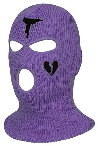 Passamontagna maschera da sci a 3 fori lavorata a maglia Neon Bally maschera integrale da ladro copertura cappelli invernali per ciclismo, moto, snowboard, sport all'aria aperta, Viola, Etichettalia
