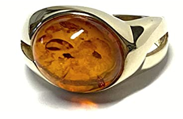 Ring 333/- Gelbgold Bernstein Cabochon oval poliert #54