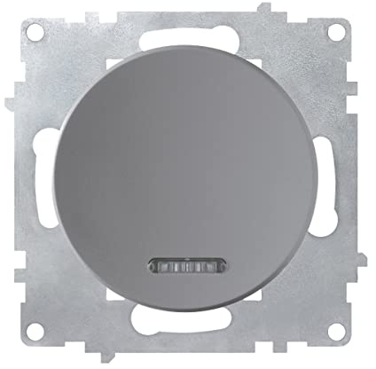 OneKeyElectro: Design-Kontrollschalter mit LED-Glimmlampe, 1fach, 1 Weg, Unterputz, matt-Antifingerprint, Schutzart IP20, 230V/16A, ohne Rahmen, grau