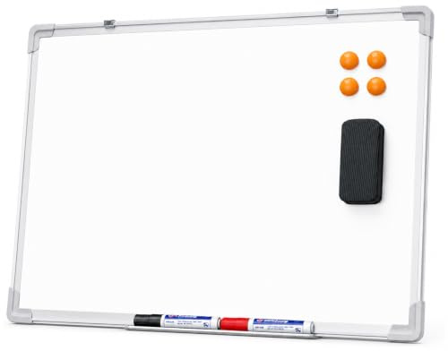Large Whiteboard Office School Magnetic Dry Wipe Drawing Memo Notice Board with 2 Pens and Magnets (600 x 450 mm)