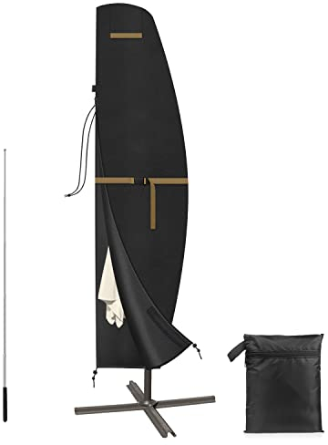 VANSHEIM Housse de Protection pour Parasol Déporté Imperméable Housse pour Grand Parasol Déporté,Bache de Protection Exterieur pour Ø 2 à 4 m avec Tige Parasol Housse de Parapluie 280x40/81/45cm