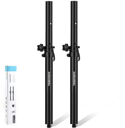 Vondynote Set of 2 Short Speaker Poles for Subwoofer - Mini Pole Mount Height Adjustable With M20 Threaded and 35mm Adapter Extender
