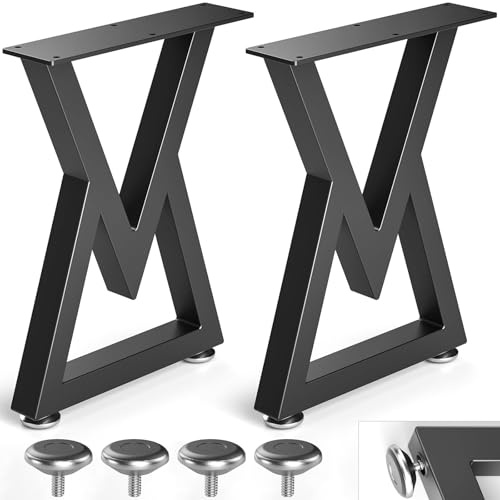 Likapop Lot de 2 Pieds de Table Basse en métal de 40,6 cm, Pieds de Banc en Forme de Losange, Pieds de Bureau Robustes en métal Noir, Pieds de Meubles de Bricolage (H x l) 40,6 x 29,3 cm