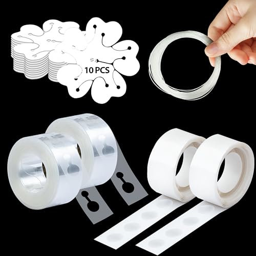 Femanzu Balloon Arch Tape Kit with 2x 5m Balloon Arch Strip Tape Rolls, 200 Pcs Glue Dots, 10 Pcs Balloon Flower Clips, 1x 10m Fishing Line – Perfect for Birthdays, Wedding, Party & Anniversary