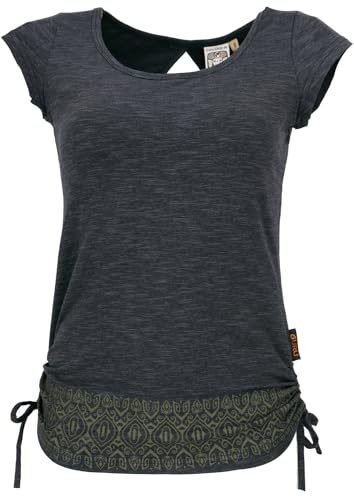 GURU SHOP Yoga -T-Shirt aus Bio-Baumwolle - Anthrazit, Damen, Size:S